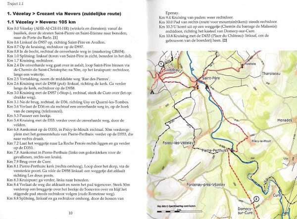 Pelgrimsweg van Vézelay naar St. Jean-Pied-de-Port - Variant via Nevers (Via Lemovicensis) - binnenbladzijden